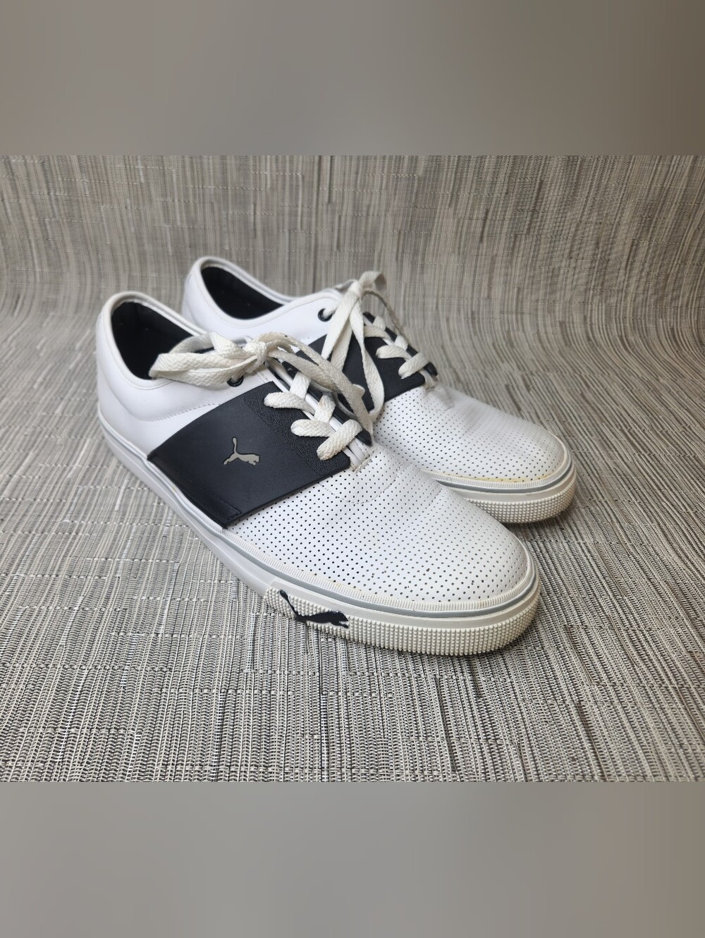 Puma El Ace + White and Black Perforated Lace-Up Sneakers - US Men's Size 11
